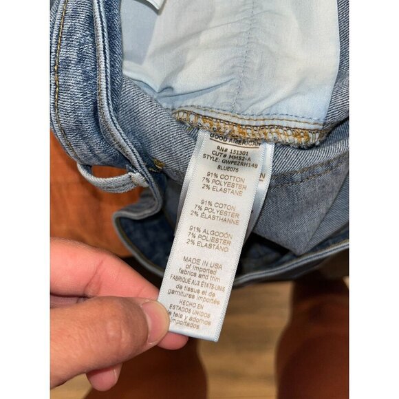 Good American Good Waist High-Rise Skinny Jeans Size 12/31 Distressed Hem Womens - Picture 11 of 12